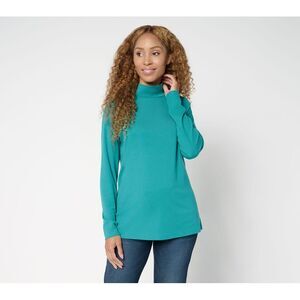 Maya J Women's Top Sz 2XS (XXS) TripleLuxe Micro Rib Mock Neck Green A703637